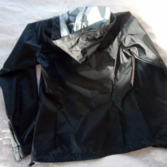 COLUMBIA - NWOT Black Hooded Zip Up Windbreaker / Raincoat - Picture 4 of 5